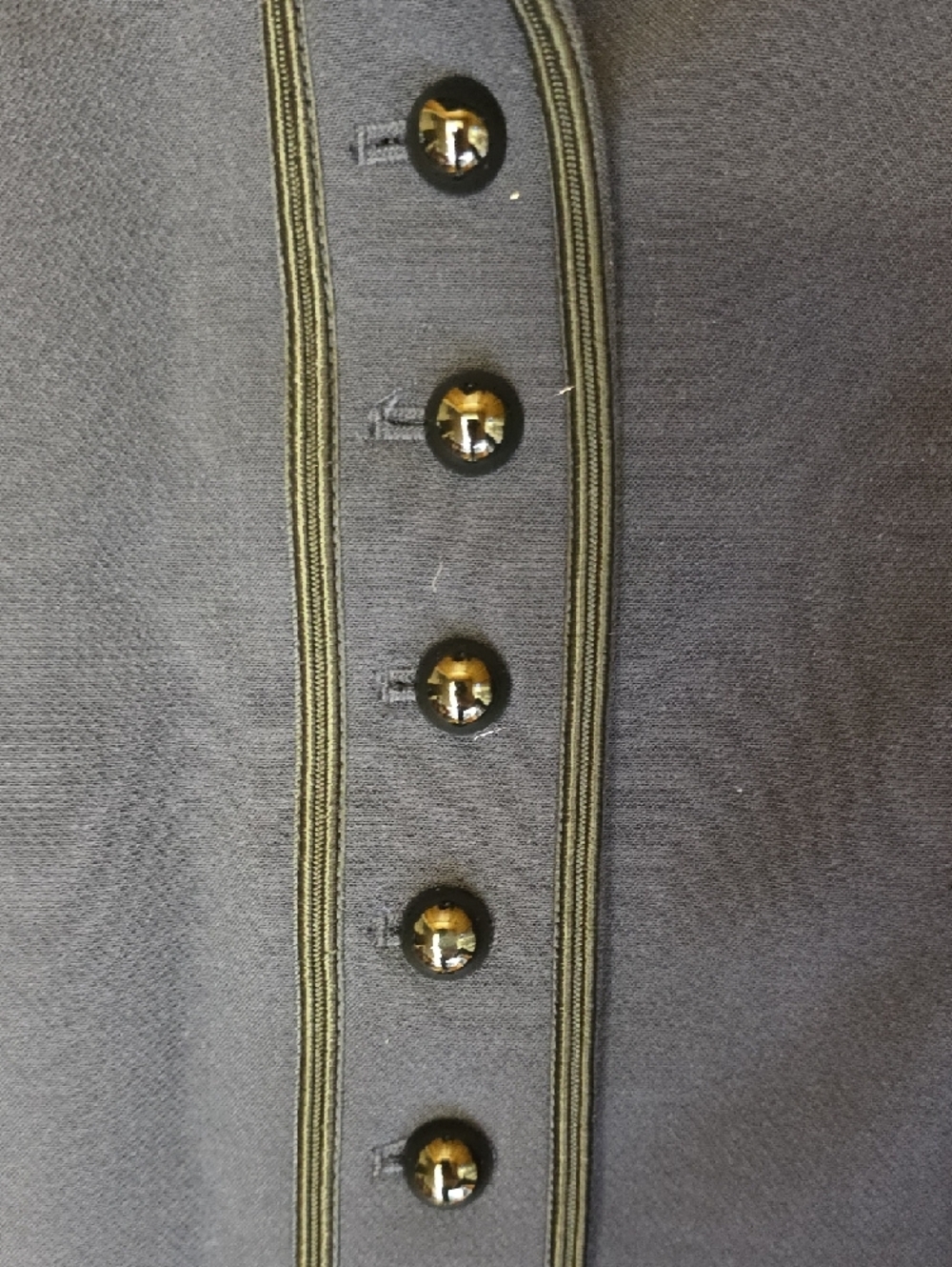 Lewit Navy Button-Front Piped Military-Inspired Tailored Jacket Size L - Picture 5 of 12